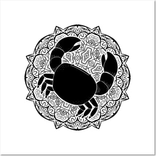 Cancer Mandala Zodiac in Black and White Posters and Art